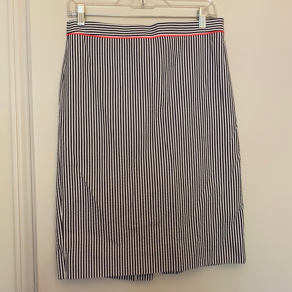 J. Crew Pencil Skirt in Neon Piped Seersucker